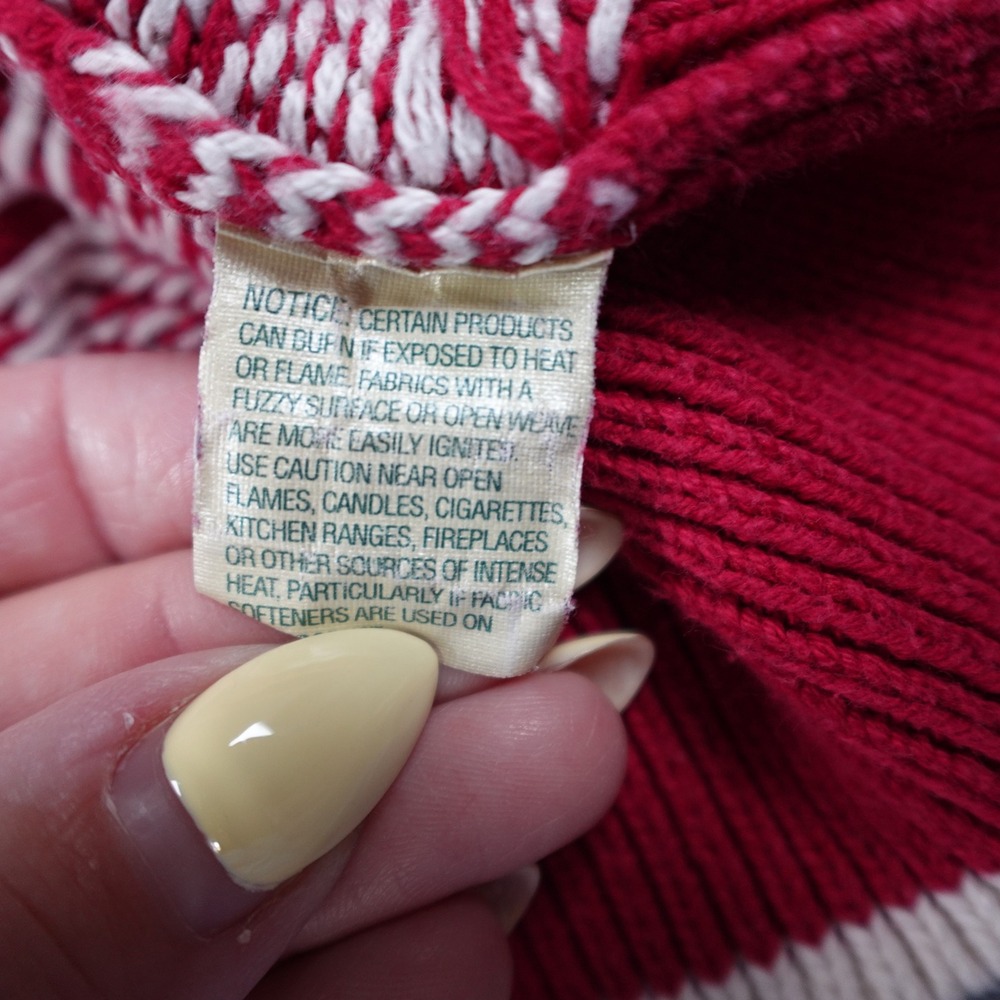 Vintage‎ LL Bean Sweater Boys Size 8 Red Nordic Fair Isle Snowflake 1/4 Zip - Picture 5 of 10